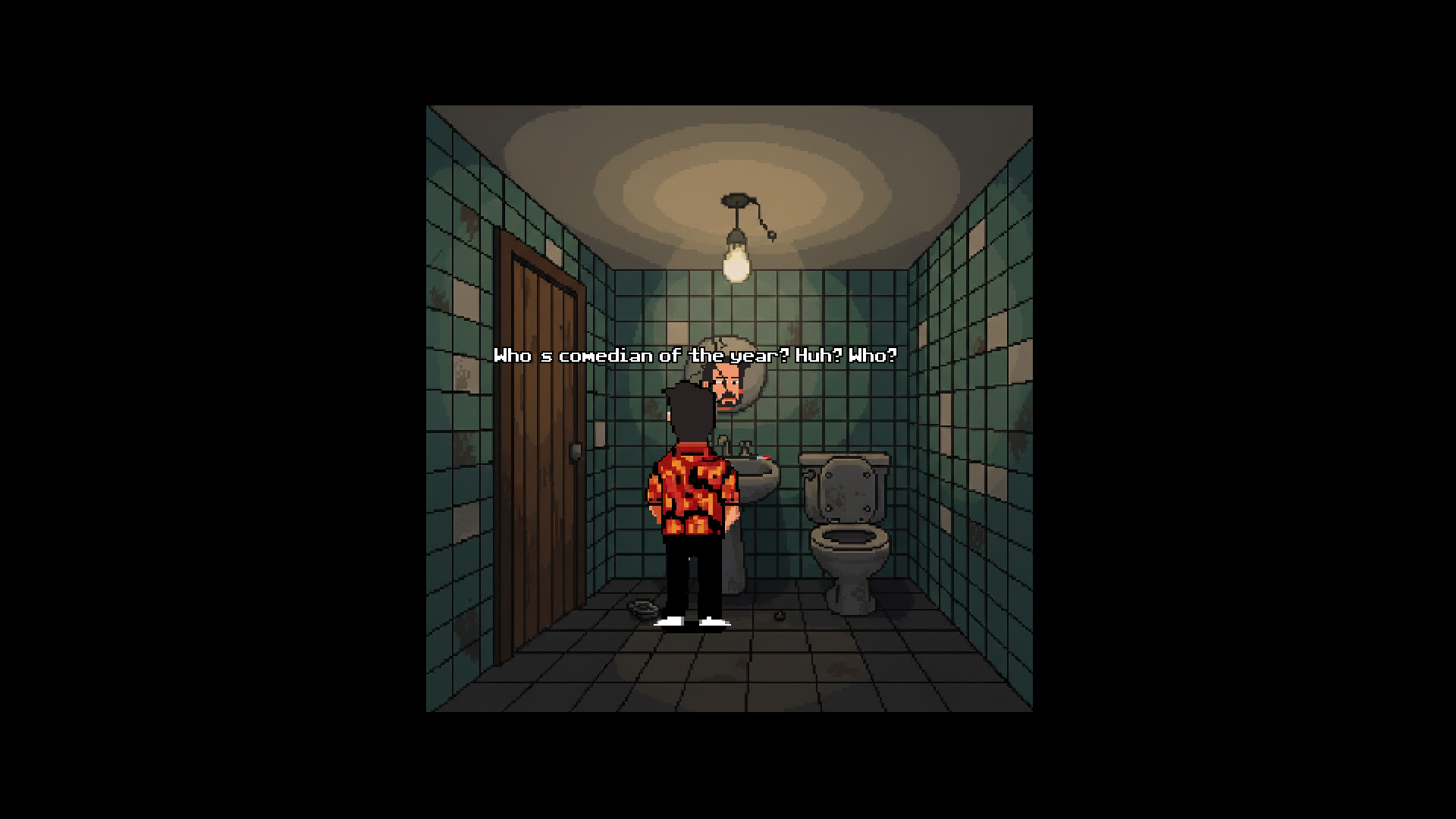 Paco in a bathroom mirror